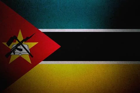 Flag of Mozambique on a paper Stock Illustration