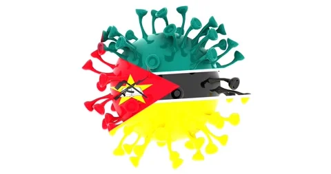 Flag of Mozambique on Seamless looping 3D animation of the covid-19 Corona Virus Video stock 166463886