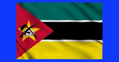 Flag of Mozambique waving on a samless loop over an easily removable background 스톡 동영상 98372287
