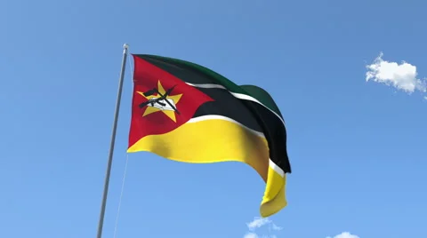 The flag of Mozambique Waving on the Wind. Stock Footage 47127502