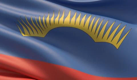 Flag of Murmansk Oblast. High resolution close-up 3D illustration. Flags of the Stock-Illustration