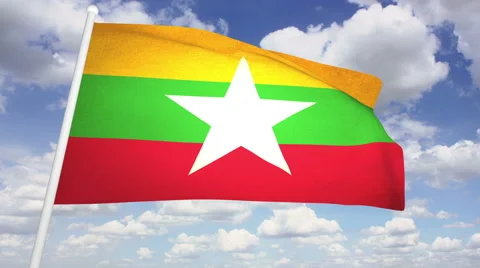 Flag Myanmar 02 Stock Footage 61685170