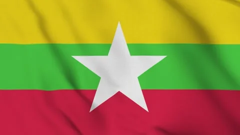 Flag of Myanmar – 4K Seamless Loop of the Southeast Asian Nation Banner Stock Footage 310770614