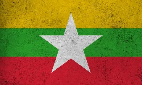 Flag Myanmar grunge texture Illustrazione stock