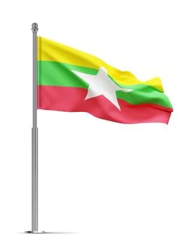 Flag of Myanmar isolated on white background Stock Illustration