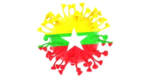 Flag of Myanmar on Seamless looping 3D animation of the covid-19 Corona Virus Stock Footage 166463911