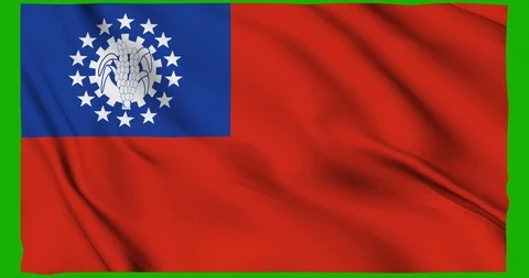 Flag of Myanmar waving on a samless loop over an easily removable background Stock Footage 98372292