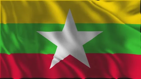 Flag of Myanmar waving slowly Stock Footage 337860247