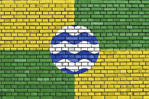 Flag of Nairobi painted on brick wall イラスト素材