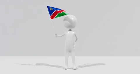 Flag of Namibia. 3D Character holding and waving flag 4K UHD 60FPS Stock Footage 226378323