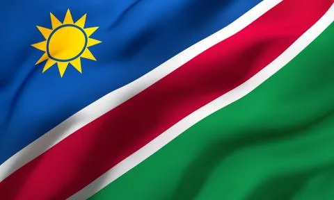 Flag of Namibia blowing in the wind Stock Illustration