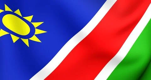 Flag of Namibia. Close up. Front view. Flag of Namibia. Close up. Front vi... Stock Photos