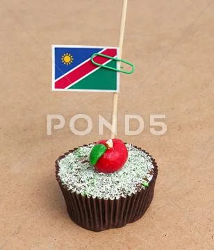 Flag of namibia on cupcake Stock Photos