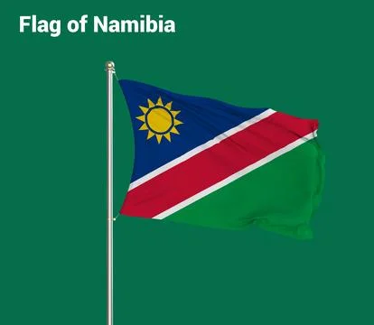 Flag Of Namibia, Namibia flag, National flag of Namibia. Pole flag of Namibia Stock Illustration