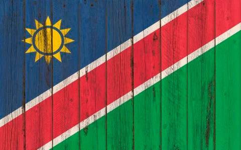 Flag of Namibia painted on wooden frame 스톡 사진