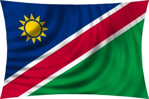 Flag of Namibia waving isolated on white Stock Photos