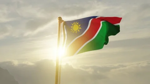 Flag of Namibia Waving, Realistic Animation, 4K UHD 60 FPS Slow-Motion Stock Footage 130117856