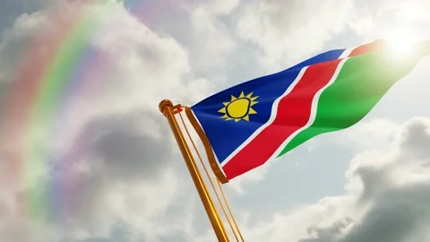 Flag of Namibia Waving, Realistic Animation, 4K UHD 60 FPS Slow-Motion Stock Footage 135275501