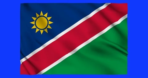 Flag of Namibia waving on a samless loop over an easily removable background 스톡 동영상 98372312