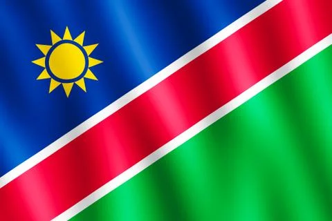 Flag of Namibia waving in the wind Stock Illustration