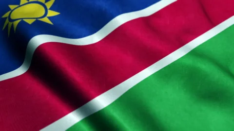 Flag of Namibia waving in the wind. Seamless looping. 3d generated. Video stock 229821302