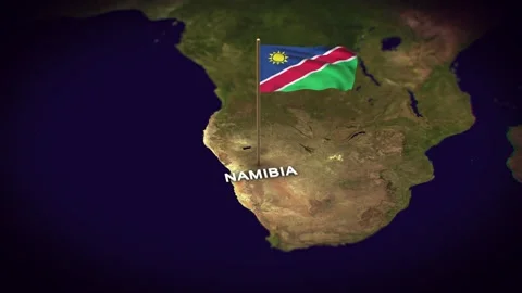 The Flag of Namibia on the World Map, Namibia map with flag 3d animation Stock Footage 306602061
