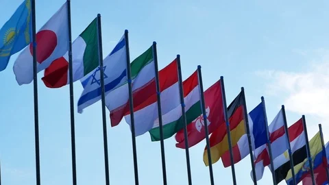 Flag nation pan sky Stock Footage 110853203