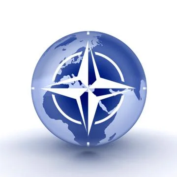 Flag NATO on abstract earth (done 3d, isolated) Stock Illustration
