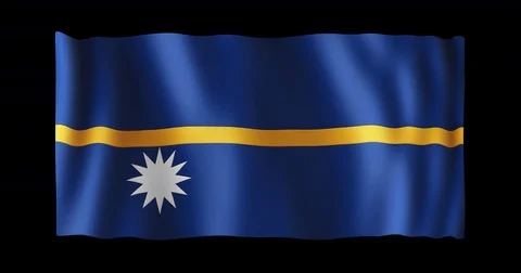 Flag of Nauru, long ratio (2:1), seamless loop animation Stock Footage 83609105