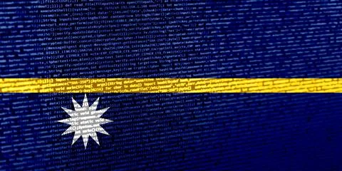 Flag of Nauru over digital code. Concept of cybersecurity, innovation, and .. Illustration