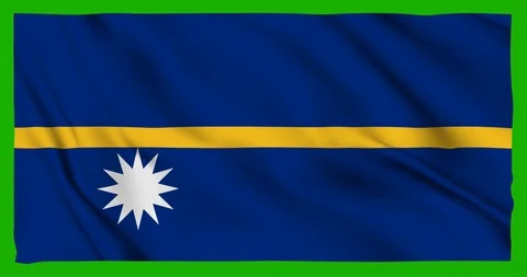 Flag of Nauru waving on a samless loop over an easily removable background Stock Footage 98372314