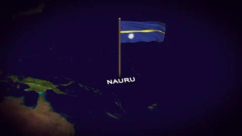 The Flag of Nauru on the World Map, Nauru map with flag 3d animation Stock Footage 306614090