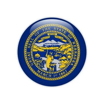 Flag Nebraska button Stock Illustration