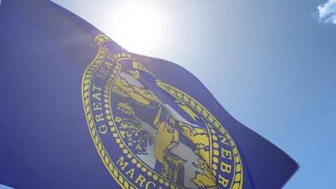 Flag of Nebraska Waving in the Wind Stock Footage 97610268