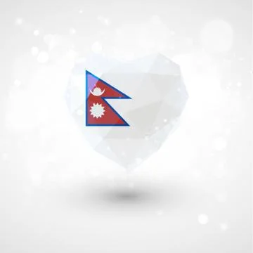 Flag of Nepal in shape diamond glass heart. Triangulation style 库存插图