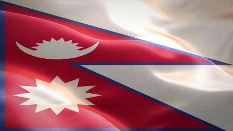 Flag of Nepal waving in the wind. 3D Waving flag design. Stock Illustration