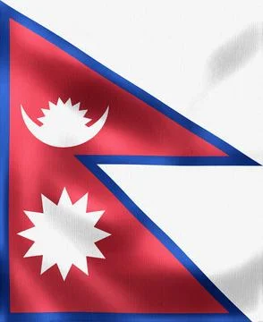 Flag of Nepal waving in the wind, featuring its unique double pennon shape .. Stock Illustration