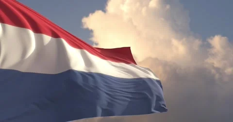 The flag of Netherlands with a beautiful sky as the background 動画素材 243951938