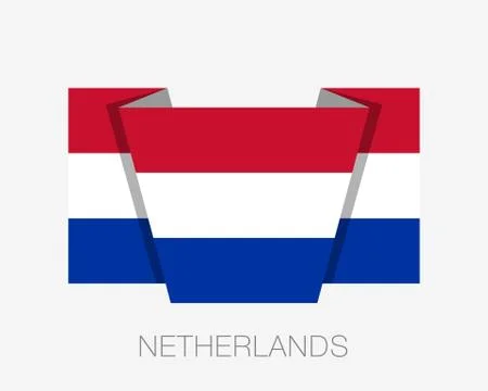 Flag of Netherlands. Flat Icon Waving Flag with Country Name Stock Illustration