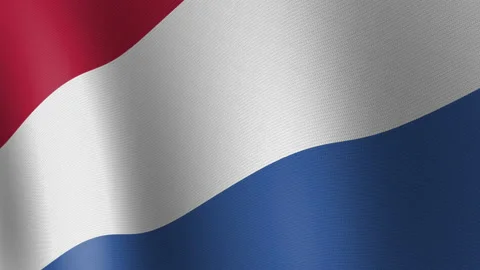 The flag of the Netherlands is fluttering in the wind. Seamless Animation 3D Stockbeeldmateriaal 200950940