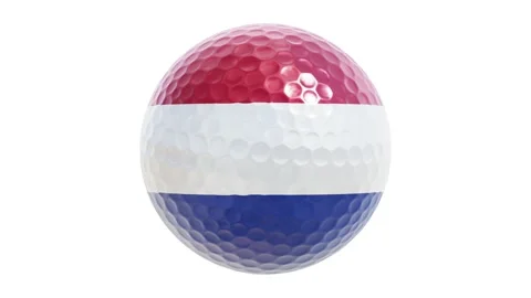 Flag of the Netherlands golf ball looping 3D animation with alpha Stock-Footage 157390579