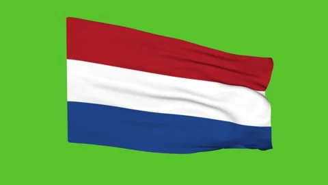 Flag of Netherlands on a green screen. 3D animation. Stock Footage 178916998