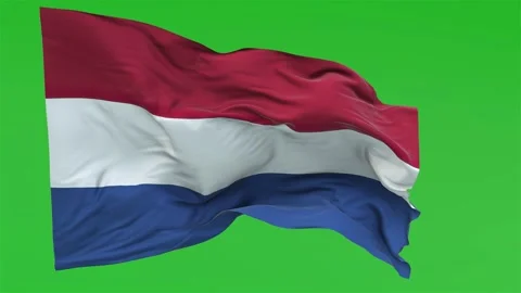 Flag of Netherlands on Green Screen 4K Video Footage Stock Footage 305380939