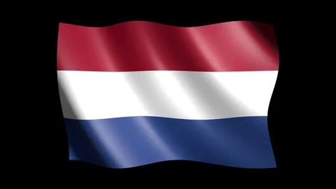 Flag of the Netherlands isolated on alpha channel, seamless looping Stock Footage 73531993