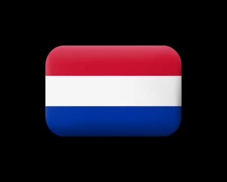 Flag of Netherlands. Matted Vector Icon and Button. Rectangular Shape Stock Illustration