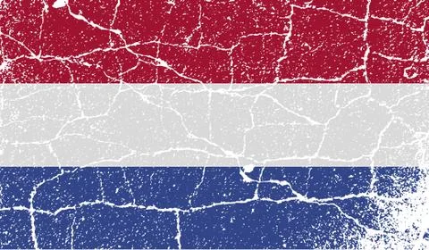 Flag of Netherlands with old texture. Illustrazione stock