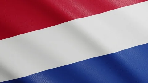 Flag of the Netherlands with Realistic Fabric Texture Waving in the Wind. Video stock 128594089