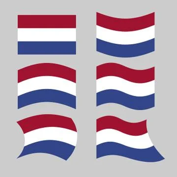 Flag of Netherlands. Set of flags of Netherlands in various forms. Developing Stock Illustration