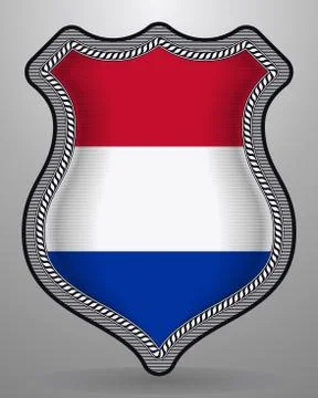 Flag of Netherlands. Vector Badge and Icon Stock Illustration