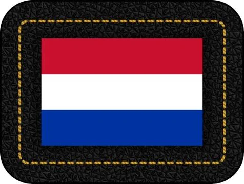 Flag of Netherlands. Vector Icon on Black Leather Backdrop Stock Illustration